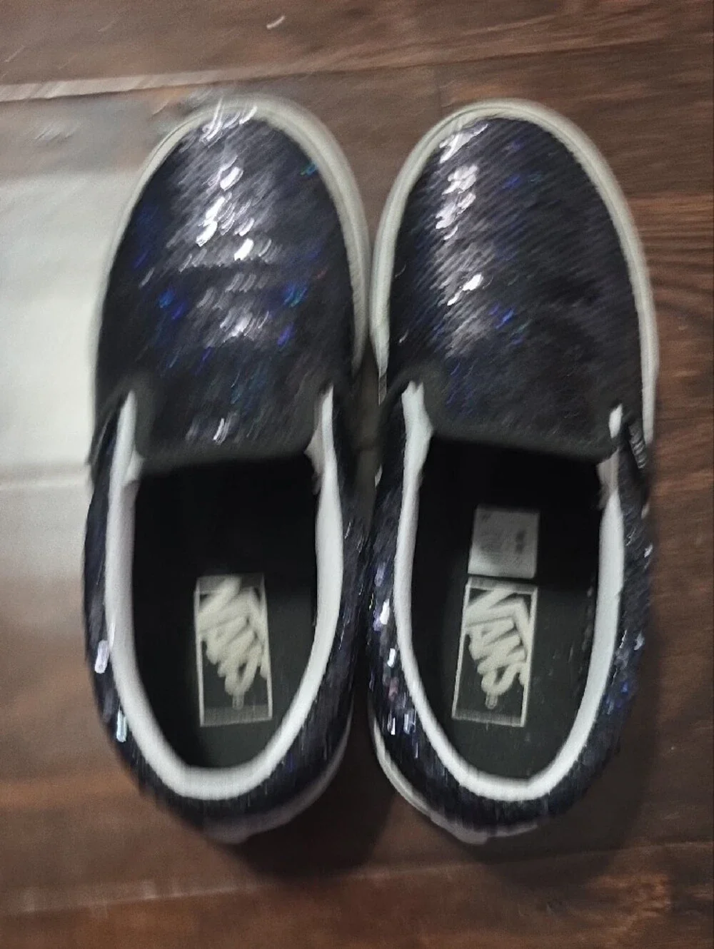 Vans Kids Black Sequin Slip-On Sneakers